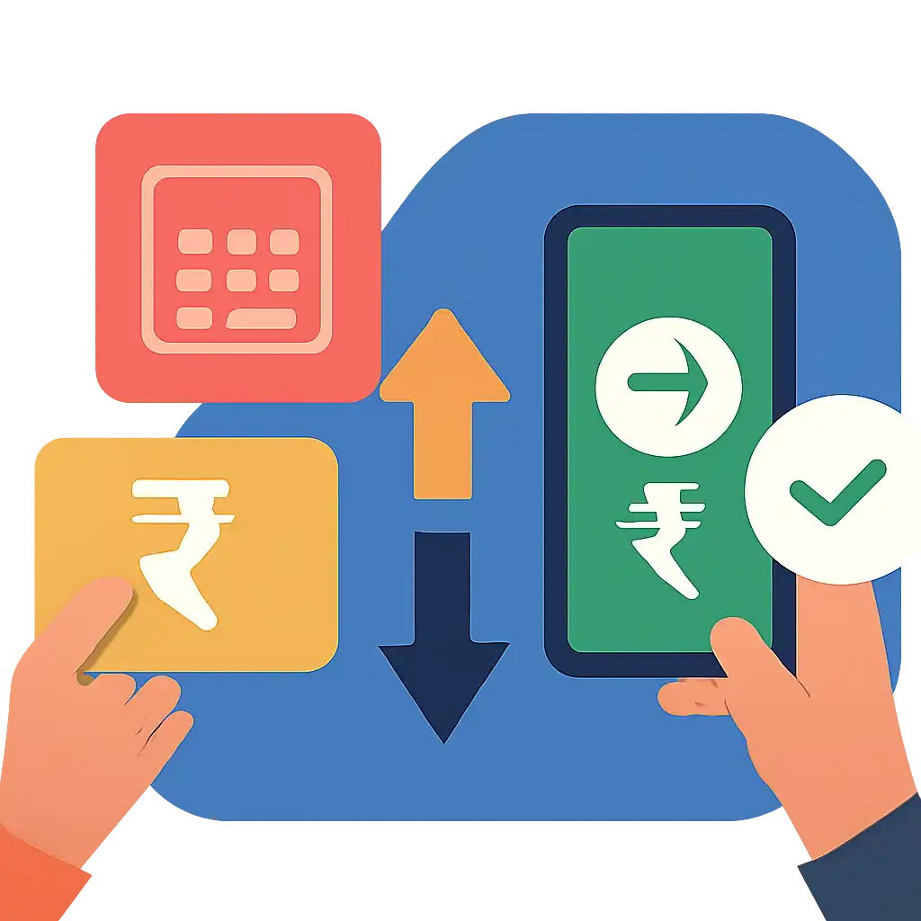 Payments / UPI symbols: 82 Lottery deposit and withdrawal graphic
